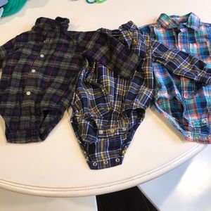 Set of 3 Carter’s long sleeve flannel onesies